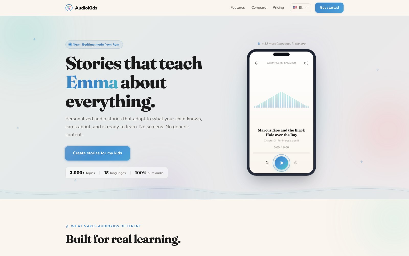 AudioKids with a personalized audio story preview
